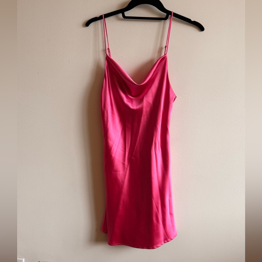 RESA Pink Satin Cowl Slip Dress